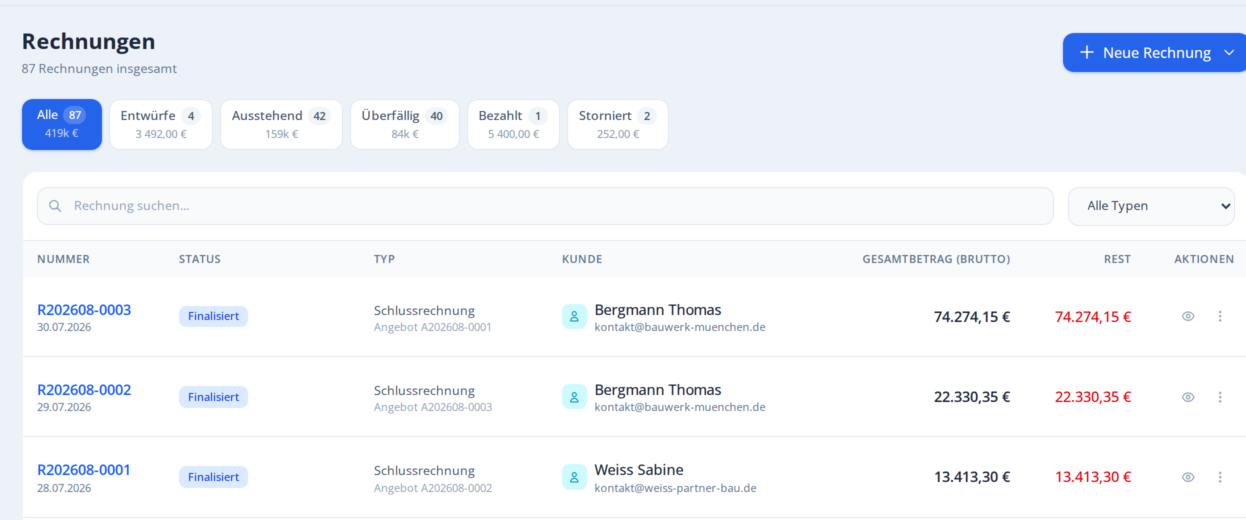 Rechnungssoftware für Handwerker mit Baustellenrechnung